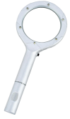 Hand held magnifying glass with lamp-